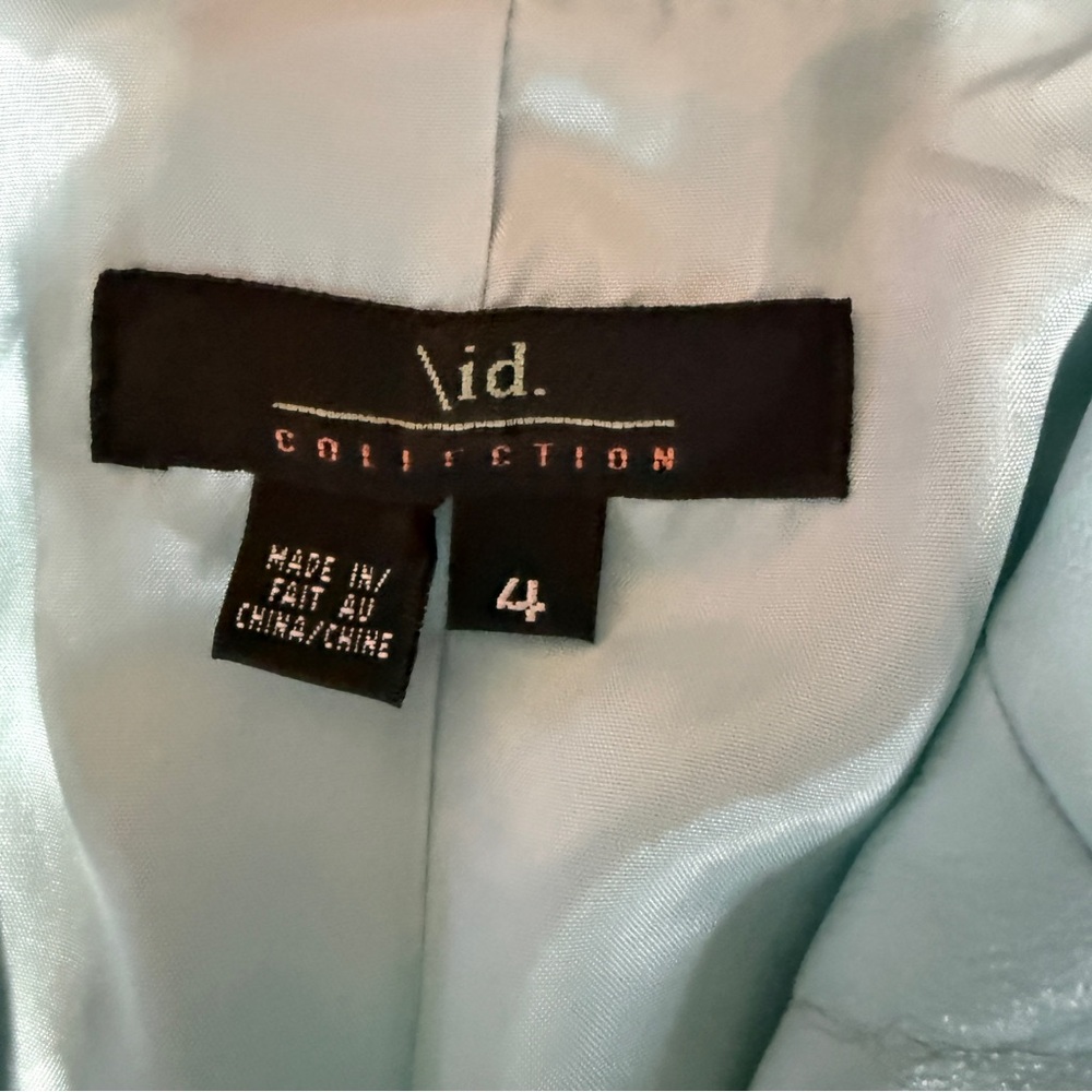 /id Collection (Nordstrom) Turquoise Lt. Blue Leather Blazer Jacket / Size 4 - Picture 3 of 9